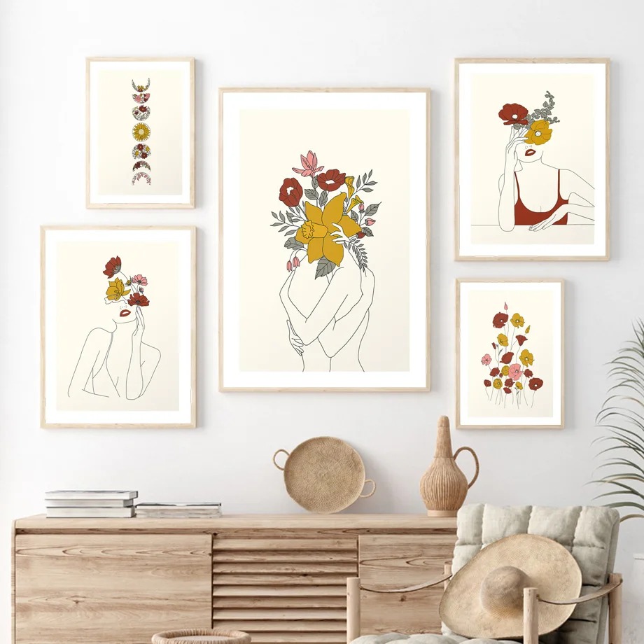 Resin Art Online - Nordic Line Abstract Girl With Flowers