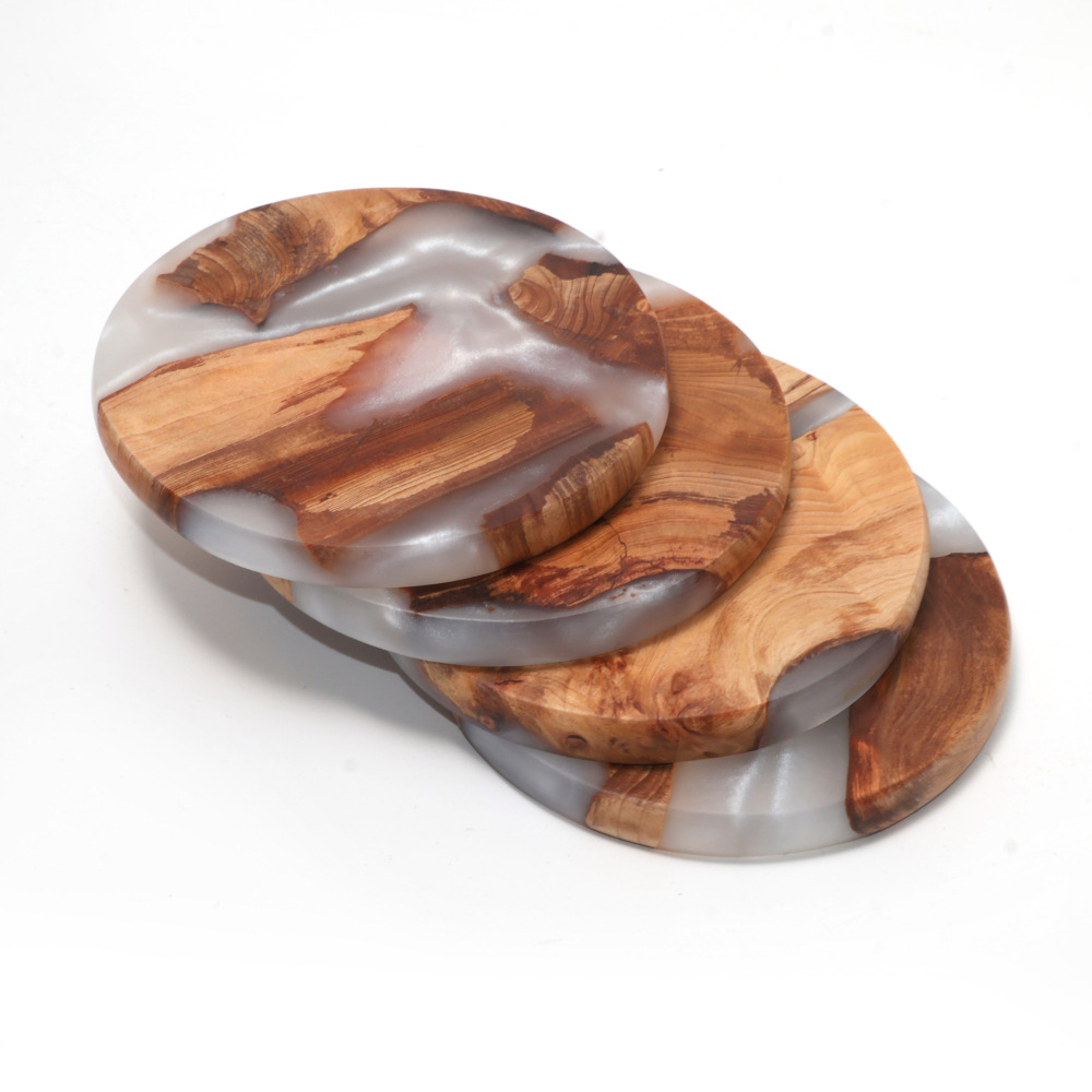 Resin Art Coasters - Drink Coaster Set, Wooden Bar Coasters,