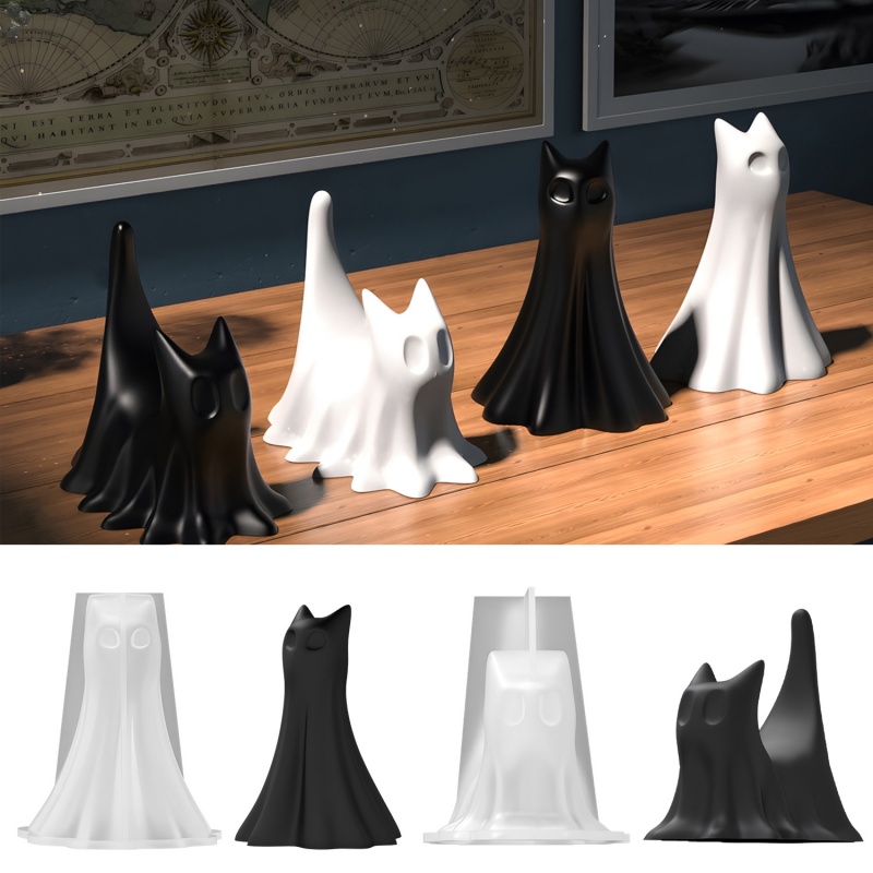 Resin Art Acrylic - Ghost Cat Halloween Desktop Ornament Plaster