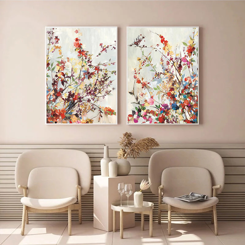 Resin Art With Flowers - frameless Diamond painting Abstract Flowers Wall