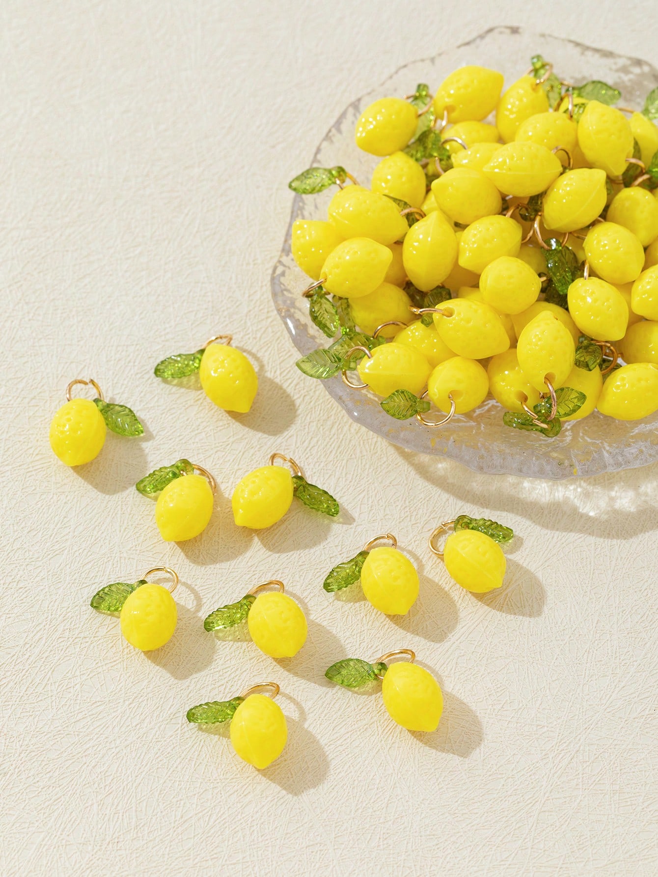 Resin Art And Decor - 10Pcs 3D Lemon Resin Charms Pendants