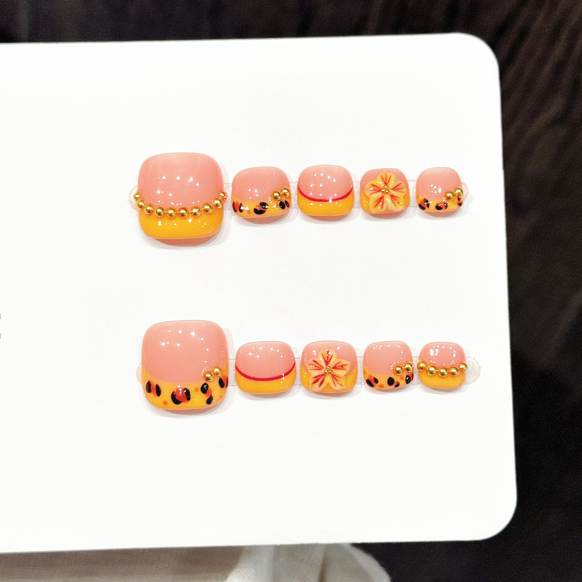 Resin Art With Flowers - 10pcs Handmade Pressed Foot Nails Art,