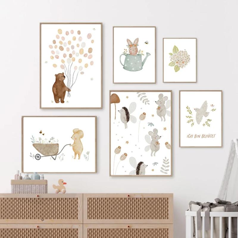 Resin Art With Flowers - Boho Cartoon Farm Posters Prints Featuring