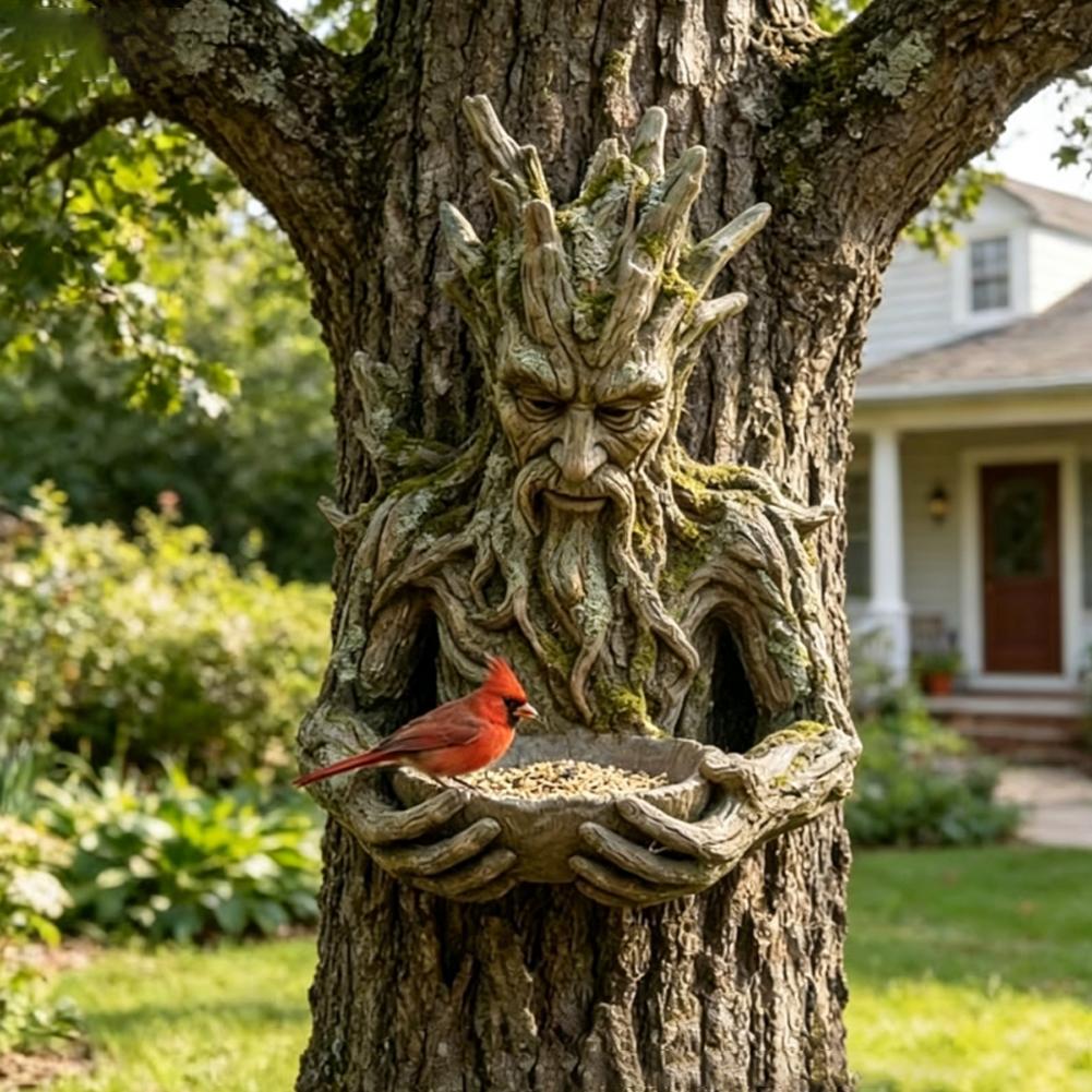 Resin Art With Wood - Weatherproof Resin Tree Face Bird Feeder