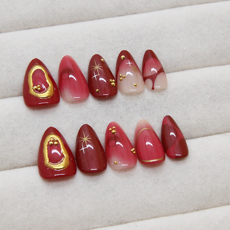 24pcs Red Almond False Nails A - Resin Art Online recension och pris