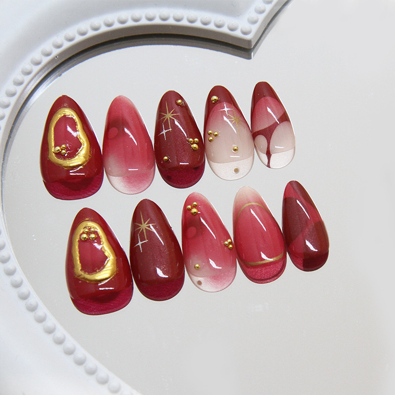 24pcs Red Almond False Nails A - Resin Art Online recension och pris