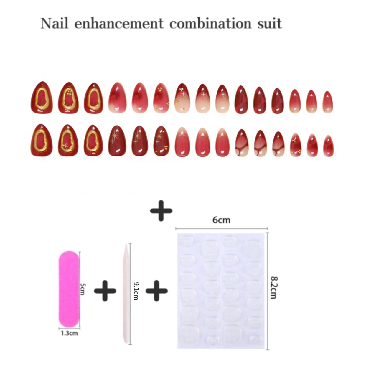 24pcs Red Almond False Nails A - Resin Art Online recension och pris
