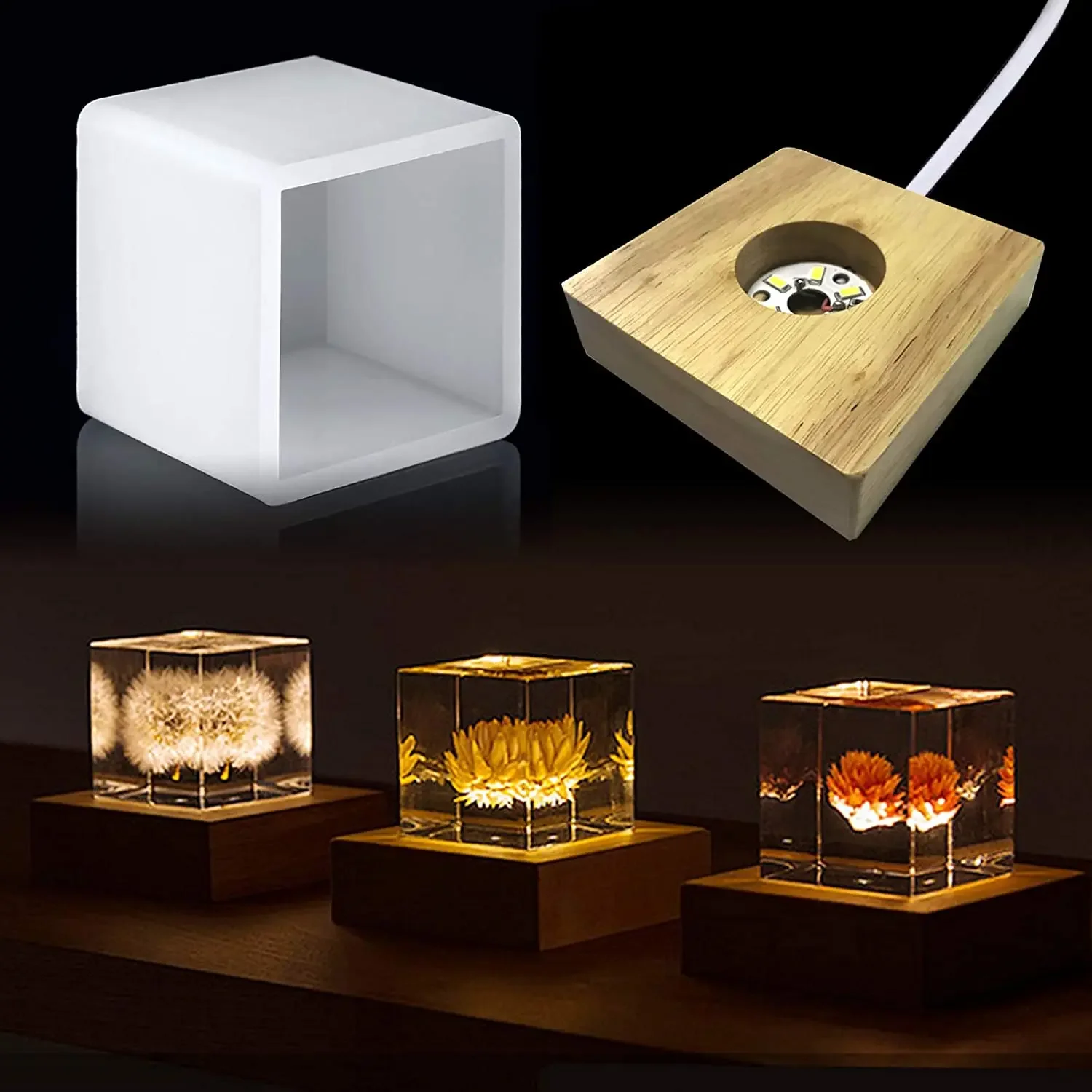 Square Light Resin Mold,led Si - Resin Art With Wood recension och pris