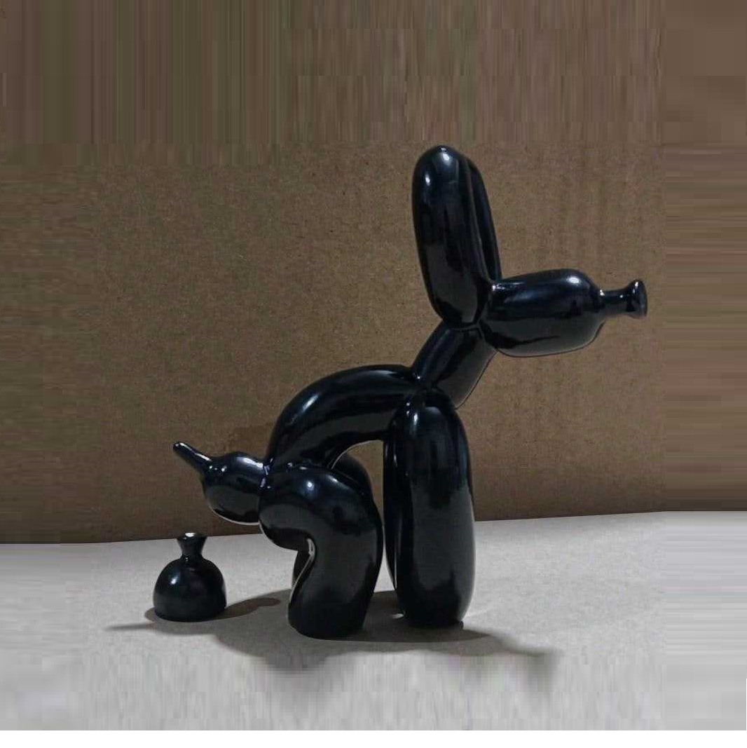 Modern Art Squat Balloon Dog A - Resin Art With Wood recension och pris
