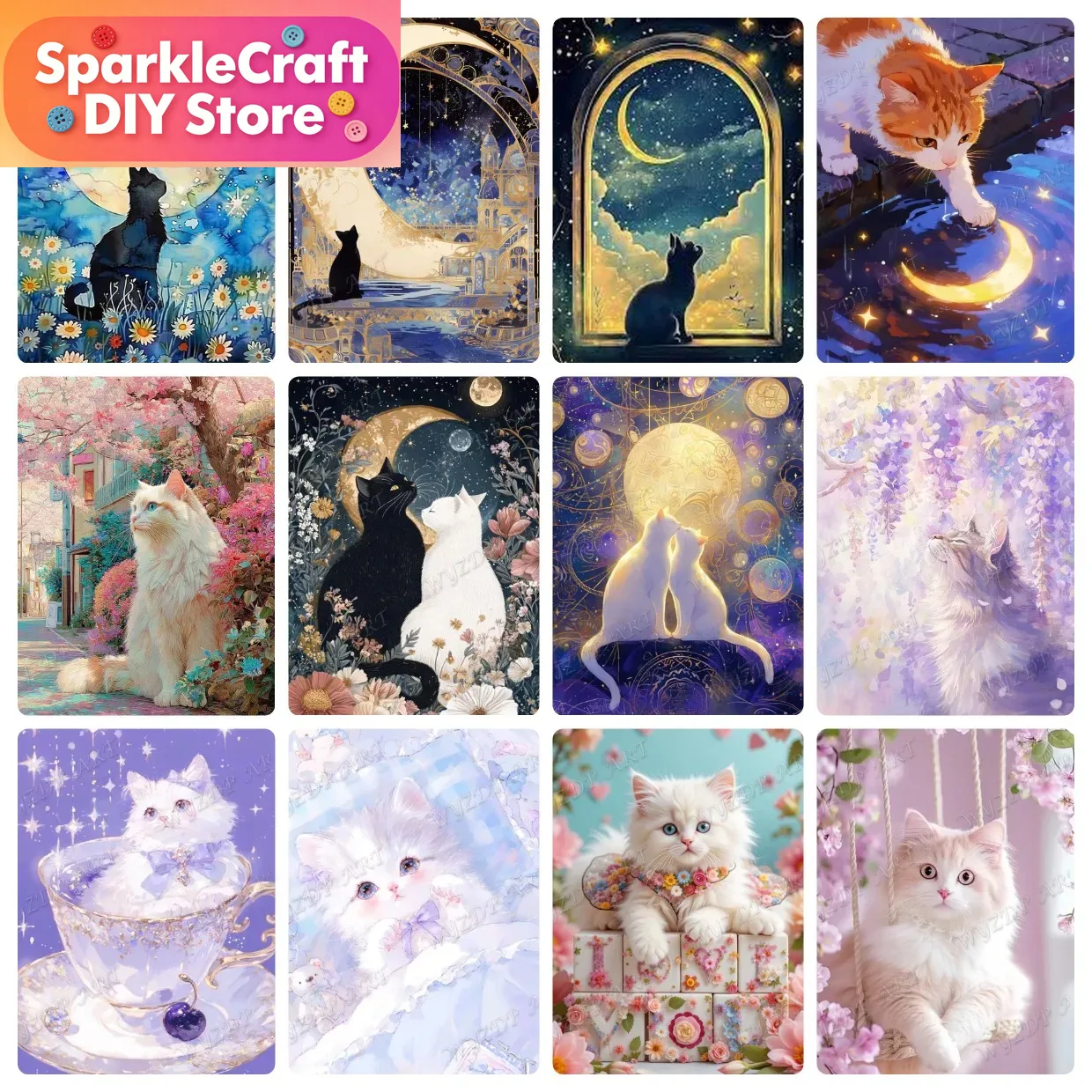 Animal Cat Moon Diamond Painti - Resin Art Home Decor recension och pris