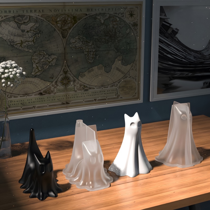 Ghost Cat Halloween Desktop Or - Resin Art Acrylic recension och pris