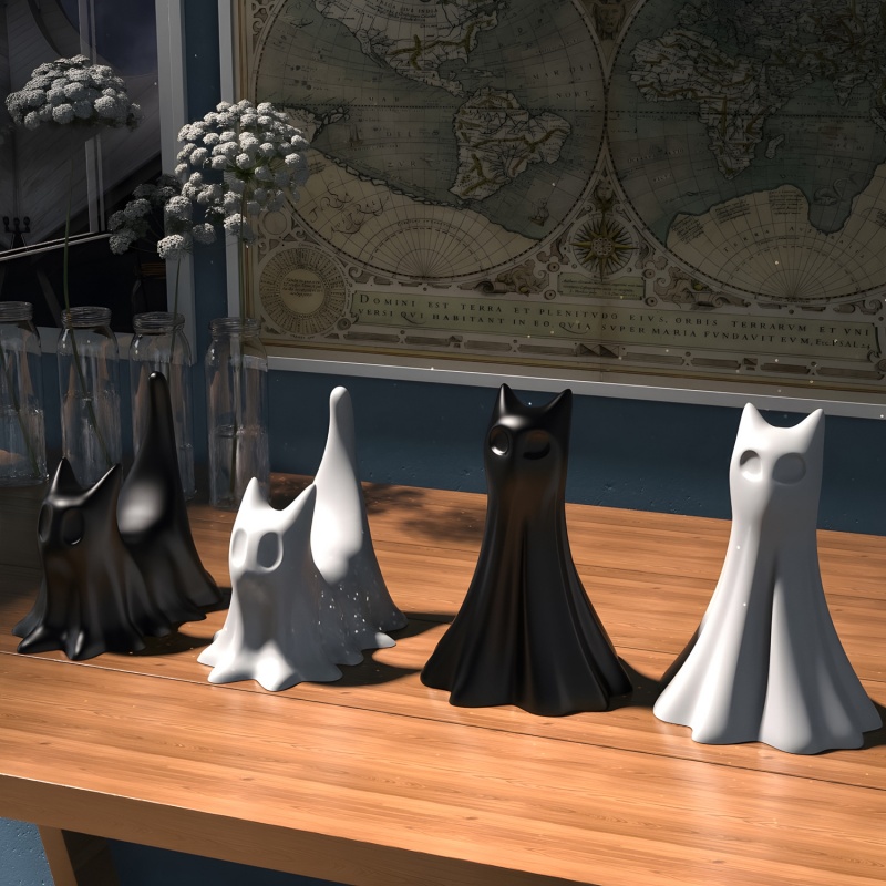 Ghost Cat Halloween Desktop Or - Resin Art Acrylic recension och pris