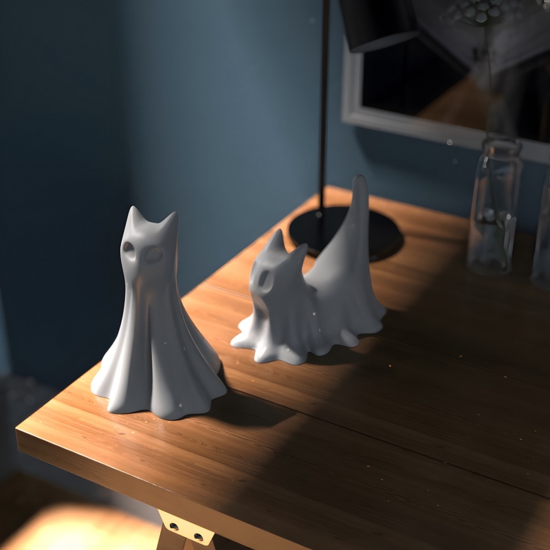 Ghost Cat Halloween Desktop Or - Resin Art Acrylic recension och pris