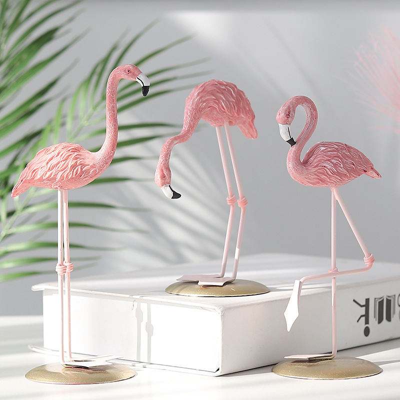 3PCS Pink Flamingo Figurines T - Resin Art Gift For Wedding recension och pris