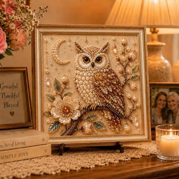 Owl Diamond Pearl Art DIY Pain - Resin Art With Flowers recension och pris