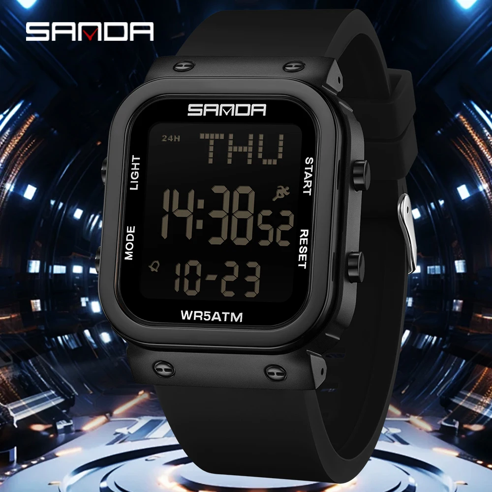 SANDA Digital Watch Men Milita - Resin Art Underwater recension och pris