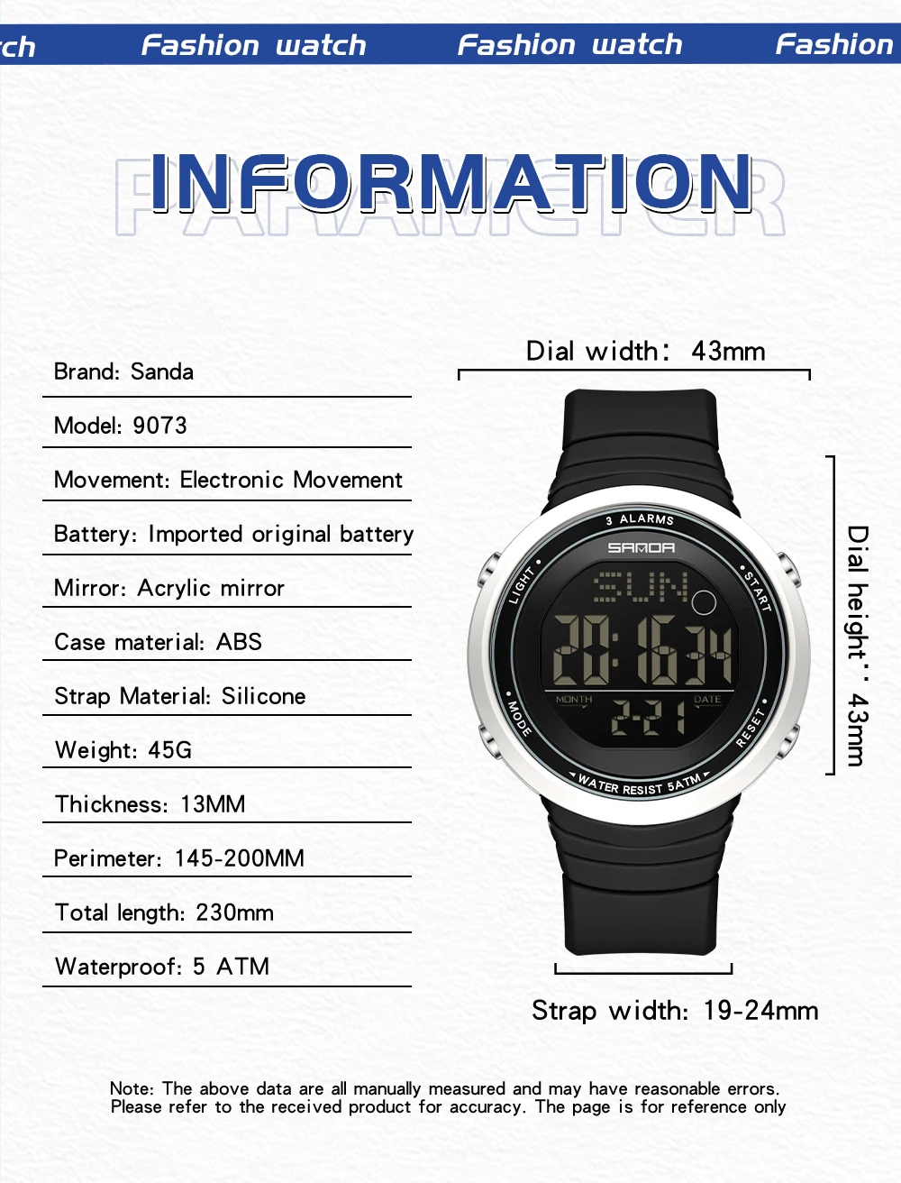 SANDA Digital Sport Watch for  - Resin Art Underwater recension och pris