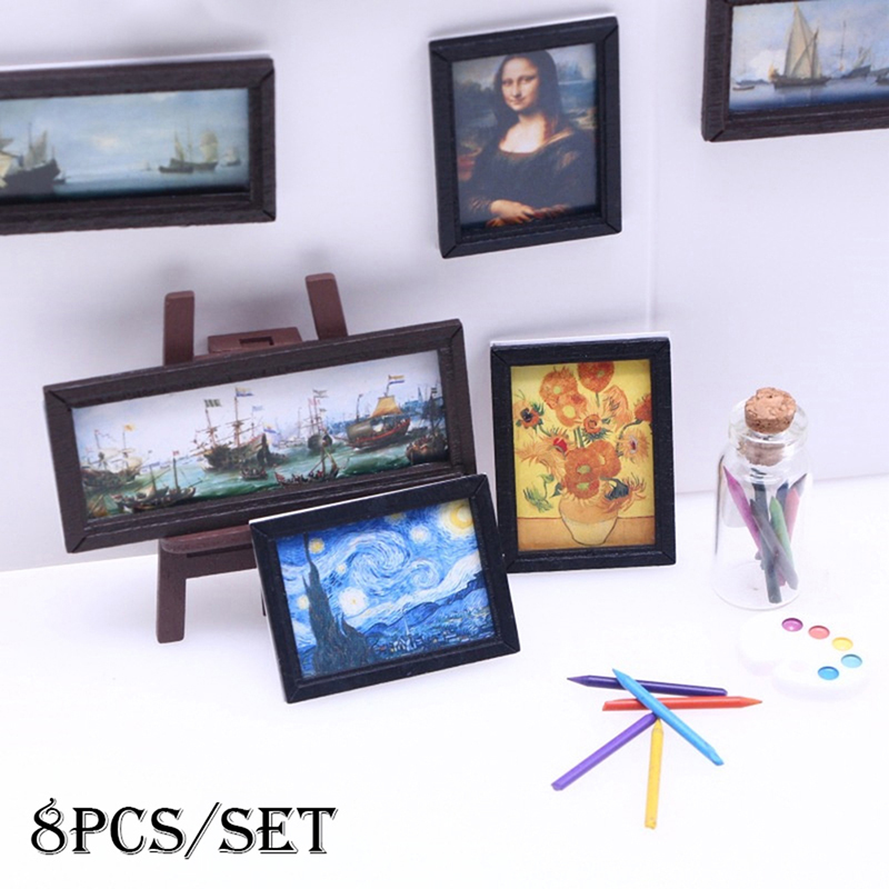 8Pcs 1:12 Dollhouse Vintage Oi - Resin Art With Wood recension och pris
