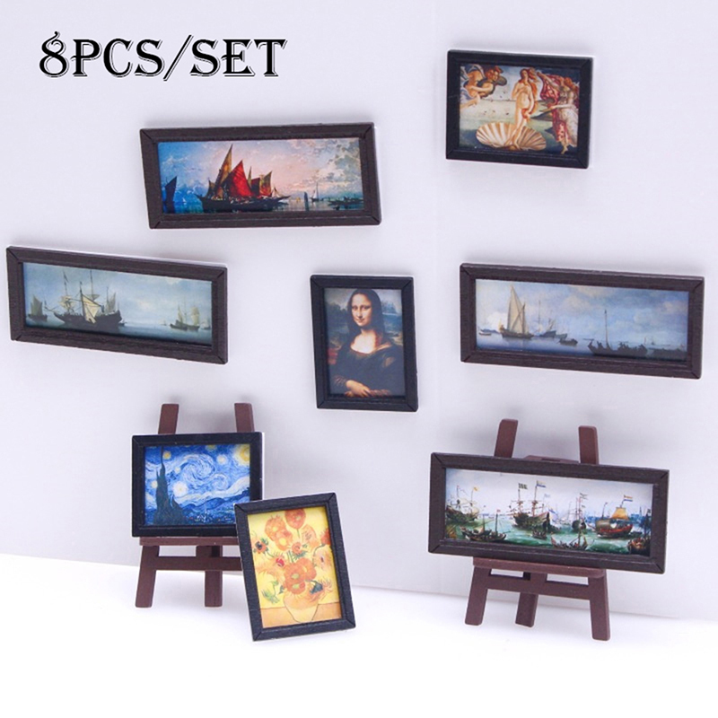 8Pcs 1:12 Dollhouse Vintage Oi - Resin Art With Wood recension och pris