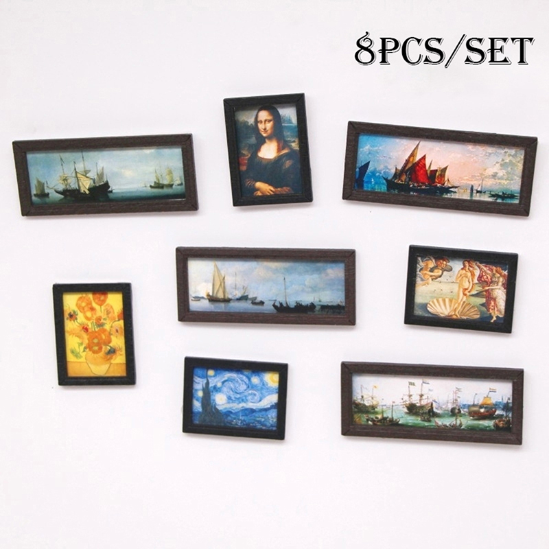 8Pcs 1:12 Dollhouse Vintage Oi - Resin Art With Wood recension och pris